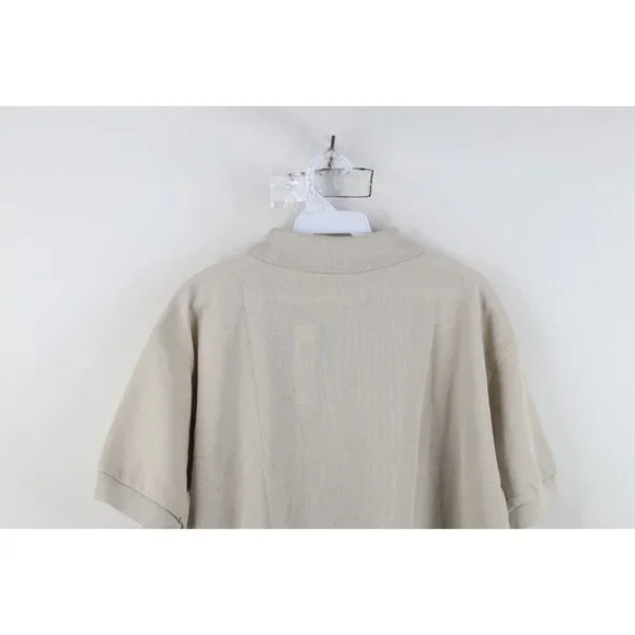 Deadstock Vintage 90s Streetwear Womens Size Large Blank Golf Polo Shirt Beige - Picture 10 of 11
